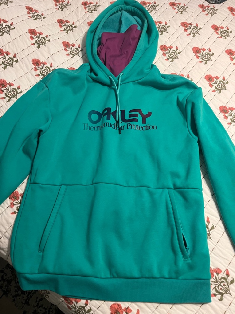Oakley Teal Hoodie with Purple accent Size medium